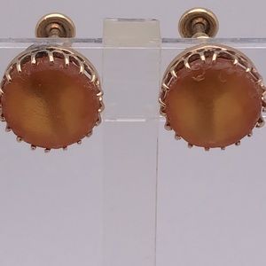 VTG Amber 1/20 12K Gold Filled screw earrings